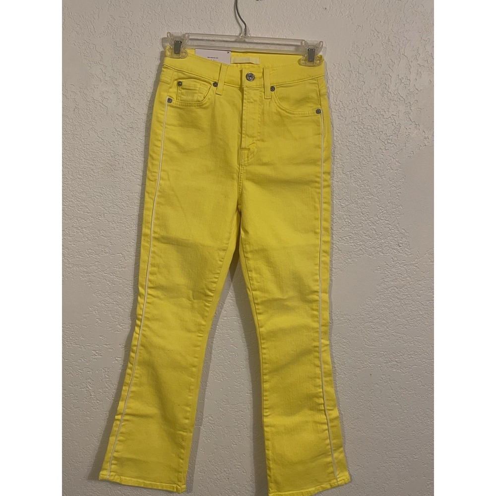 7 For All Mankind NWT  Yellow High Waist Slim Kick Sz. 24